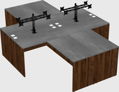 Quad l-shaped office desks