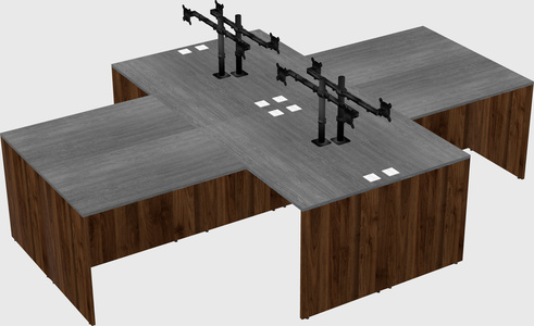 Quad l-shaped office desks