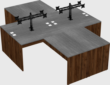 Quad l-shaped office desks