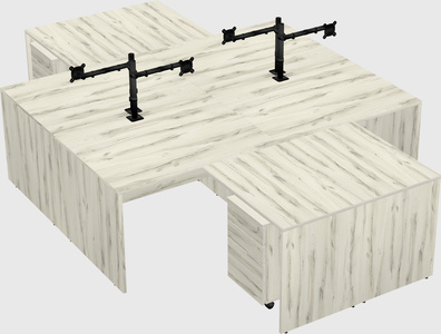 Quad l-shaped office desks
