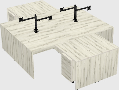 Quad l-shaped office desks
