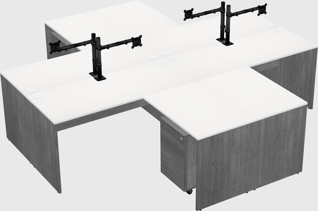 Quad l-shaped office desks