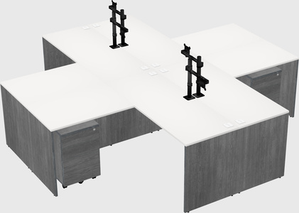 Quad l-shaped office desks