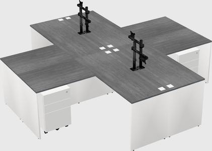 Quad l-shaped office desks