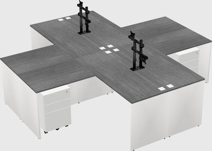 Quad l-shaped office desks