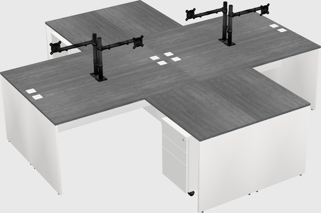 Quad l-shaped office desks