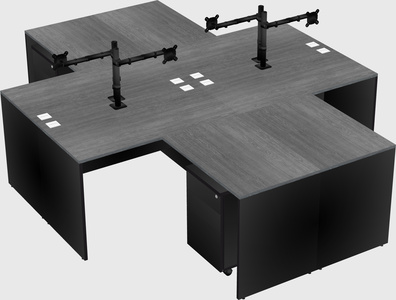 Quad l-shaped office desks