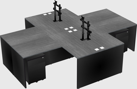 Quad l-shaped office desks