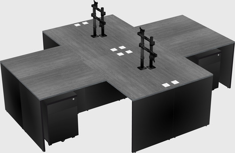Quad l-shaped office desks