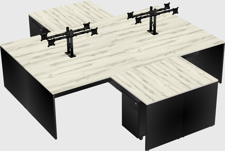 Quad l-shaped office desks