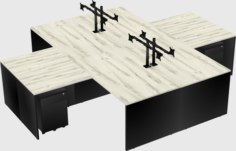 Quad l-shaped office desks