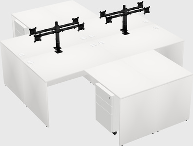 Quad l-shaped office desks