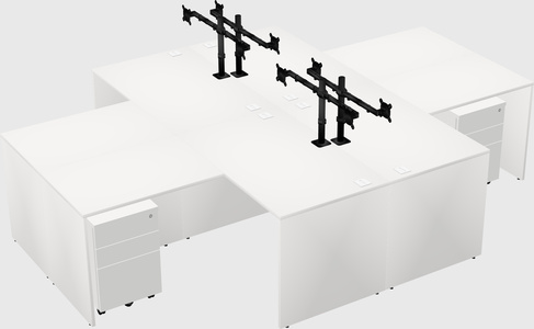 Quad l-shaped office desks