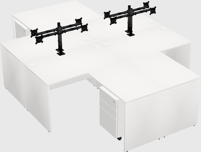 Quad l-shaped office desks