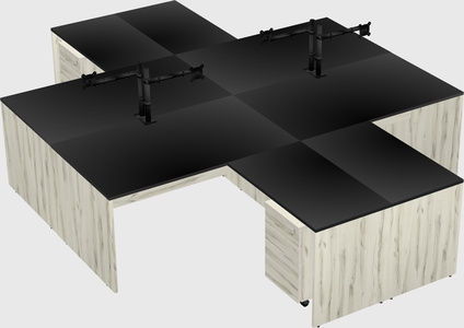 Quad l-shaped office desks