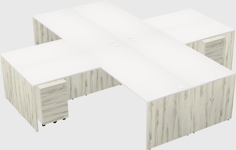 Bureaux de bureau quadruples en forme de l