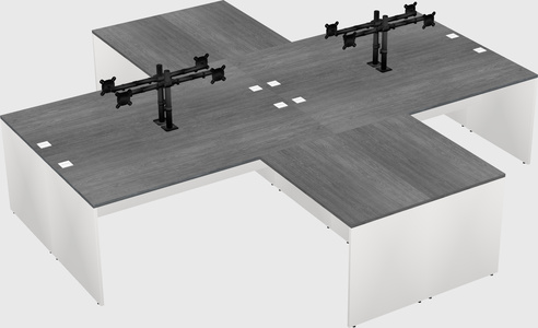 Bureaux de bureau quadruples en forme de l