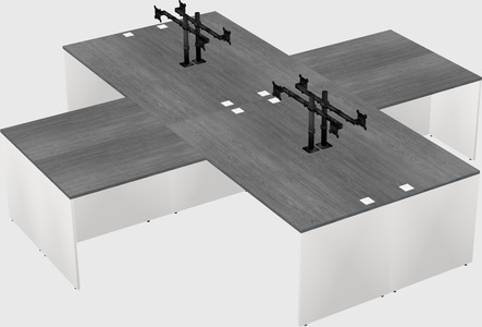 Bureaux de bureau quadruples en forme de l