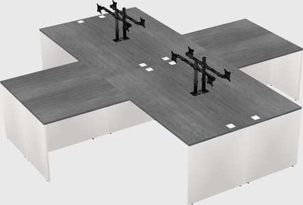Bureaux de bureau quadruples en forme de l