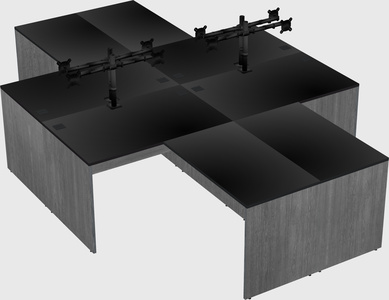 Quad l-shaped office desks