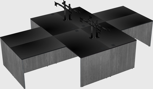 Quad l-shaped office desks