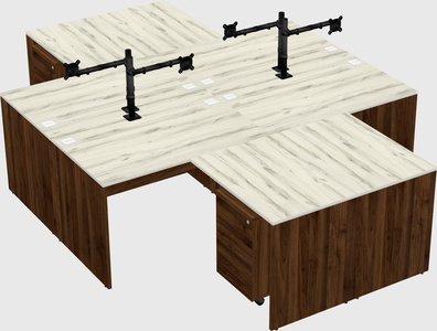 Quad l-shaped office desks