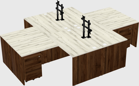 Quad l-shaped office desks