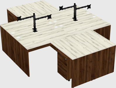 Quad l-shaped office desks