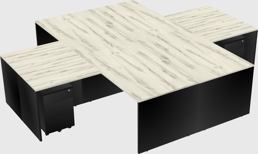Quad l-shaped office desks