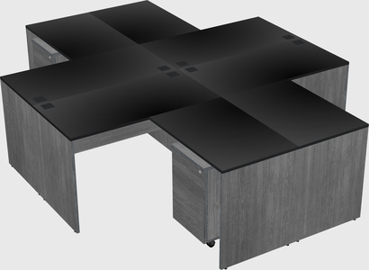 Quad l-shaped office desks