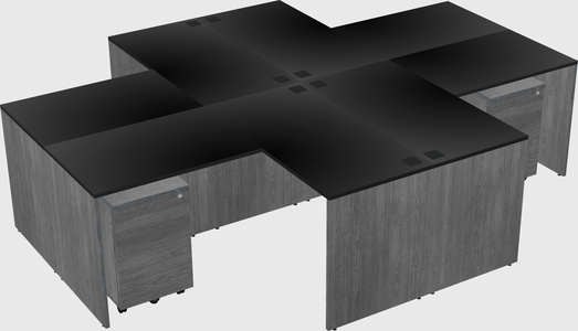 Quad l-shaped office desks