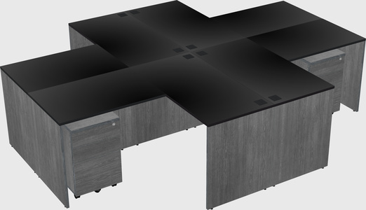 Quad l-shaped office desks