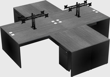 Quad l-shaped office desks