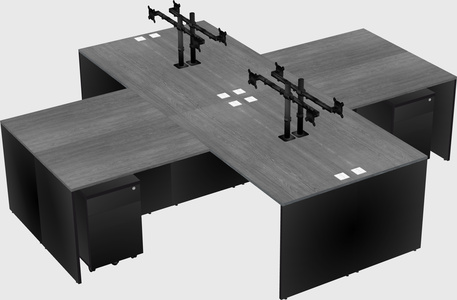 Quad l-shaped office desks