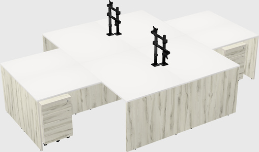 Quad l-shaped office desks