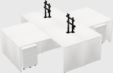 Quad l-shaped office desks