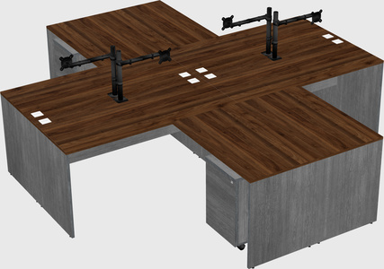 Quad l-shaped office desks