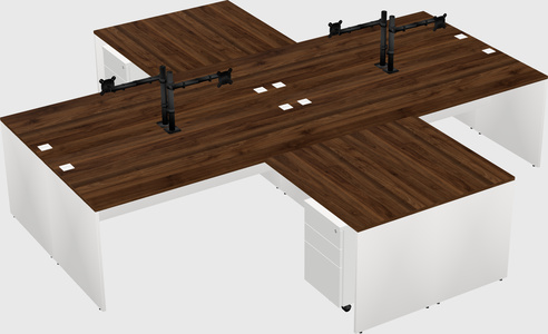 Quad l-shaped office desks
