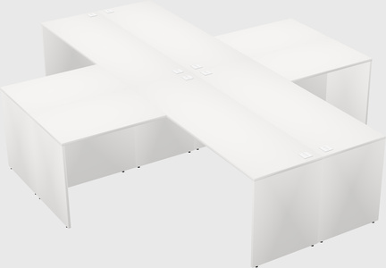 Bureaux de bureau quadruples en forme de l