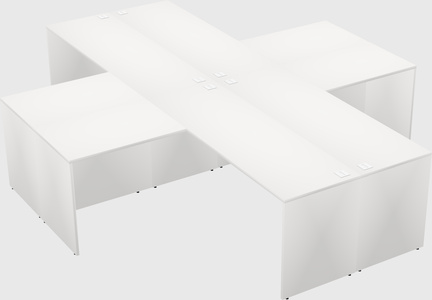Bureaux de bureau quadruples en forme de l
