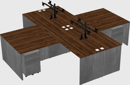 Quad l-shaped office desks