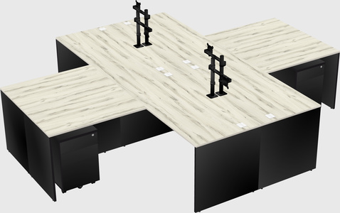 Quad l-shaped office desks