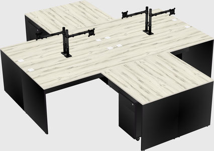 Quad l-shaped office desks