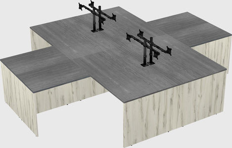 Quad l-shaped office desks