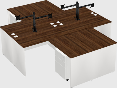 Quad l-shaped office desks