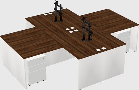 Quad l-shaped office desks