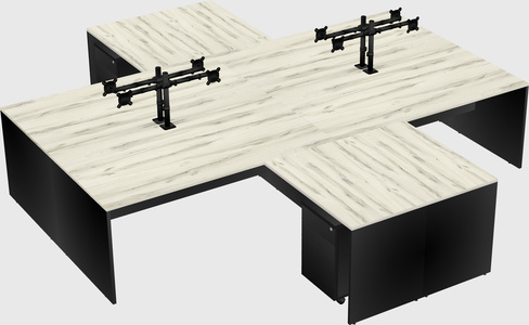 Quad l-shaped office desks