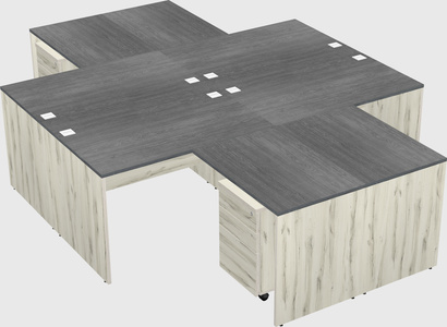 Quad l-shaped office desks