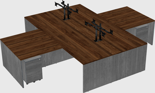 Quad l-shaped office desks