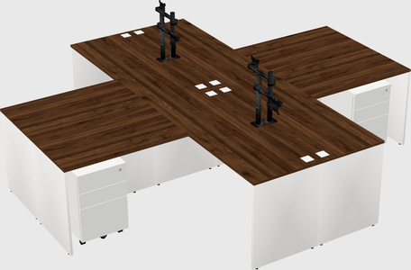 Quad l-shaped office desks